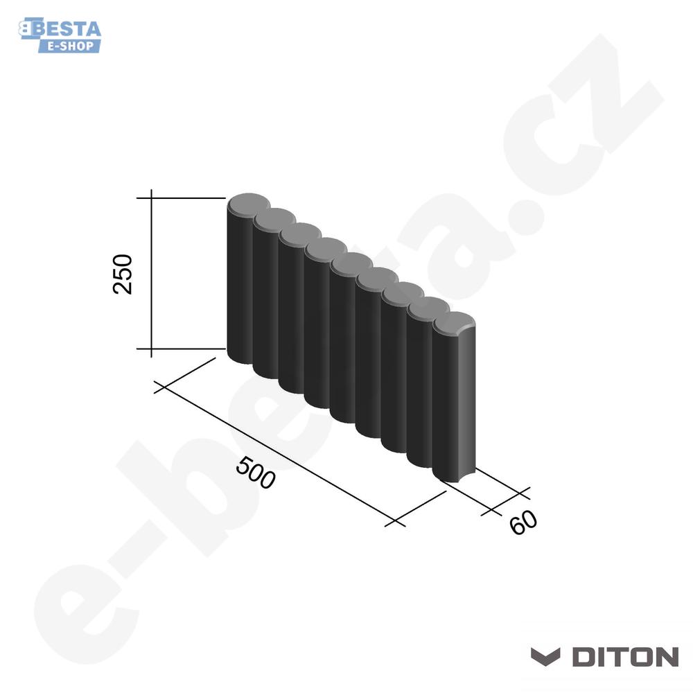 DITON - Obrubník palisádový 50x6x25 cm - hnědá (C)