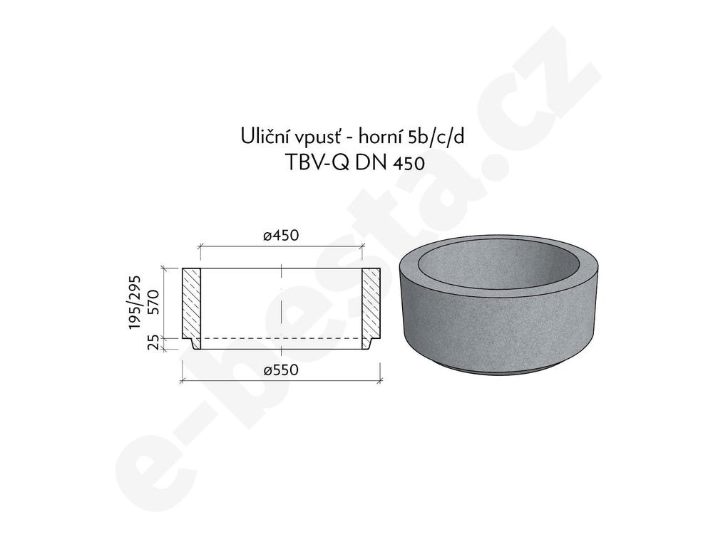 CSB - Uliční vpust horní skruž 5d výška 570 mm (450/570mm)