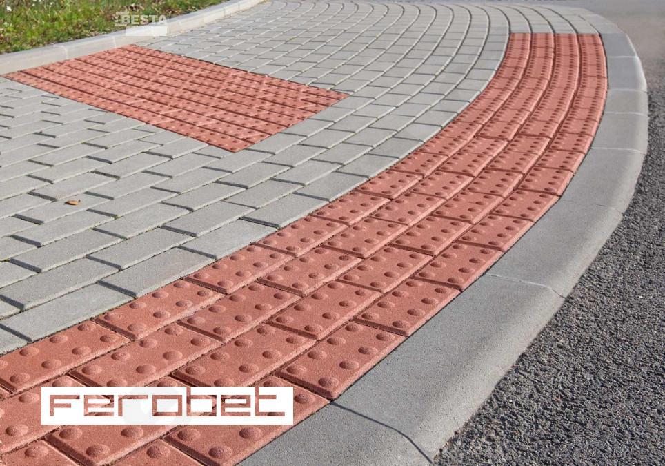 Dlažba PARKETA pro nevidomé - 6cm - červená - Ferobet