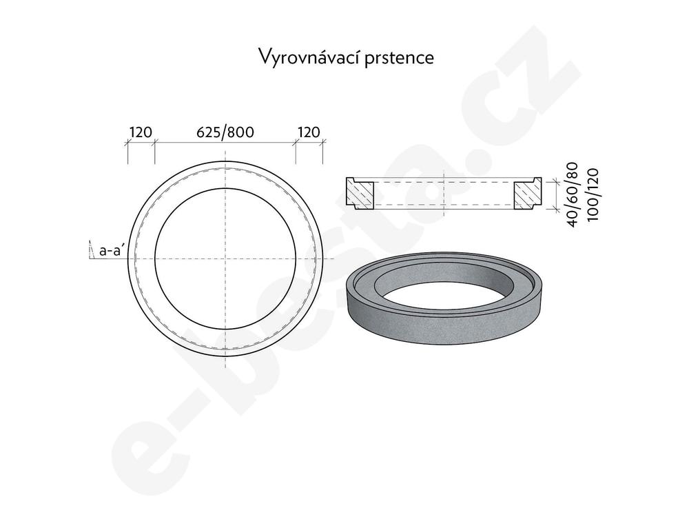 CSB - Vrovnávací prstenec výška 40mm, pro šachtový program t 120mm